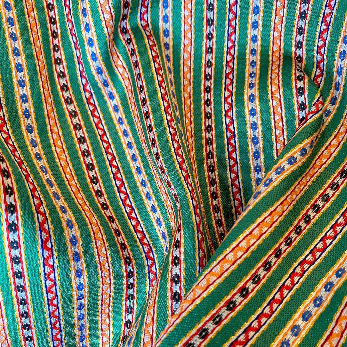 Saya Fabric: Green With Stripes