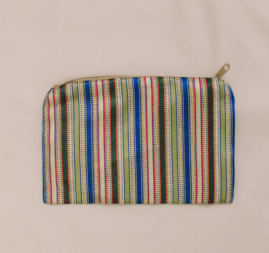 Saya Pouch: Beige and Blue