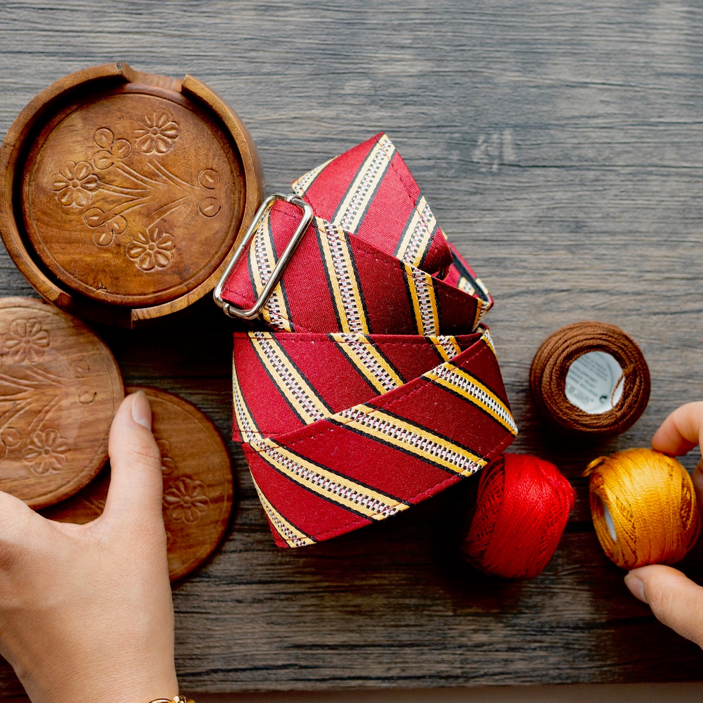 Bag Strap: Red and Gold