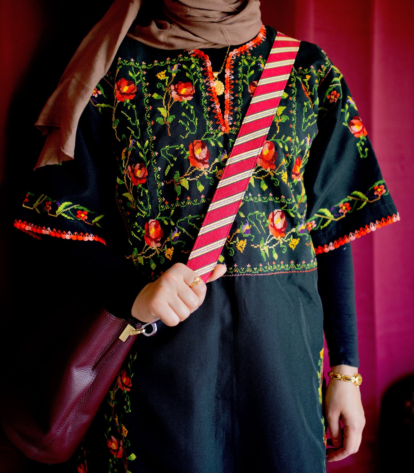 Bag Strap: Red and Gold